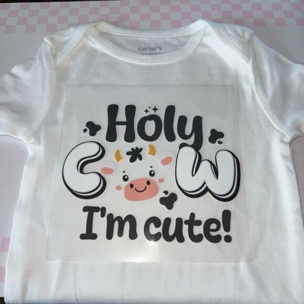 Carter's White Long-Sleeve Tee with Cute Cow Graphic